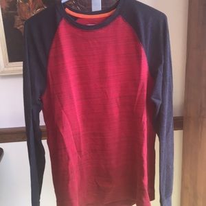 Urban Pipeline Mens 2-Tone Long Sleeve Shirt, Red & Gray, Size Medium